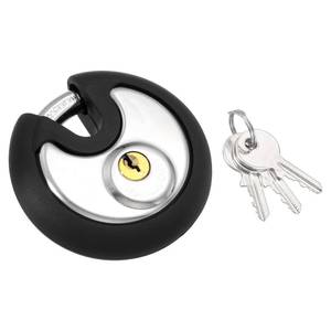 lot 14058 image: PATIKIL Disc Padlock, (3-532 Wide Body, 1132 Shackle), Stainless Steel Heavy Duty Discus Pad Lock Keyed Lock with Keys Waterproof Ring, Suit for - Storage UnitFenceShedGarage