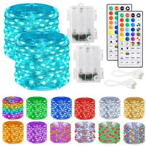lot 14073 image: Dazzle Bright Color Changing Fairy Lights Battery Operated, 2 Pack Total 40FT 120LED Silver Copper Wire RGB String Lights with Remote, Waterproof Halloween Decorations for Indoor Outdoor Party Decor