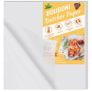 lot 14074 image: BOUBONI 50 Pieces White Butcher Paper for Sublimation 15 x 15 inch Disposable Precut No Wax Butcher Paper Sheets Square Meat Sheet for Wrapping Meat Heat Press