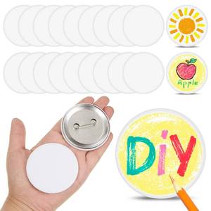 lot 14075 image: Xunyee 20 Pcs White Button Pins 2.25 Inch 58 Mm, Blank Metal Pin for DIY