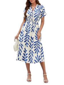 lot 14080 image: SEAFORM Womens Casual Long Dress V-Neck Retro Floral Print Dresses Sz L