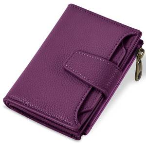 lot 14083 image: Airkit Small Wallet Women RFID Blocking Soft Leather Bifold Compact Card Holder Wallet for Women with Zipper Coin Pocket 4 ID Window