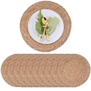 lot 19754 image: 10 Pack 13 in Round Woven Placemats Plate Chargers,Rattan Wicker Table Mats Jute Braided Chargers for Dinner Plates��Boho Farmhouse Rustic Woven Place Mats for Dining Table Decor