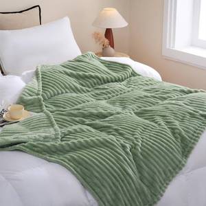 lot 19761 image: Linecooo Sage Green Fleece Throw Blanket 108�90 for Couch Sofa Livingroom