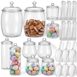 lot 19762 image: Suclain 10 Pcs Plastic Candy Jars with Lids 6 Set Ice Tongs &scoops