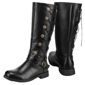 lot 19765 image: Ramede Mens Medieval Pirate Boots, Renaissance Costume Boots,Black,9 (Slightly Worn)