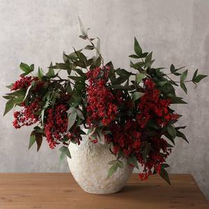 lot 19777 image: Zeyune 3 Pcs Fall Red Faux Berry Stem for Vase 35 Inch Realistic Sedum Stem