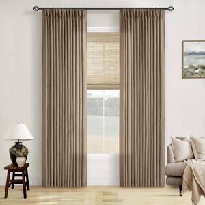 lot 19791 image: TWODRAPES Latte Pinch Pleated Light Filtering Linen Curtains 84 Inch Length (White)