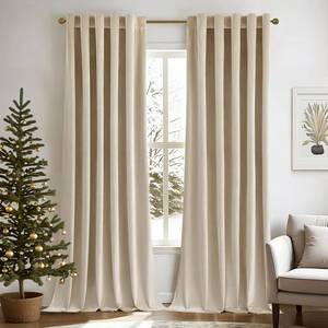 lot 19792 image: MIULEE Velvet Curtains 52x96 inches 2 Panels Beige Blackout Curtains