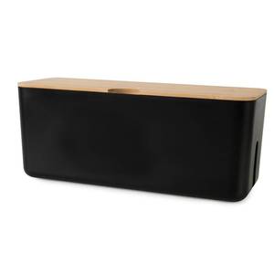 lot 19797 image: Changsuo Wall Mount Cable Management Box Large Cable Organizer Box for Extension Cord Power Stripe Surge Protector Wire Management Concealer Organizer Cover Hider for Desktop (Large, Black)