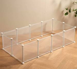lot 19799 image: LURIVA Transparent Clear Small Animal Playpen, Guinea Pig Cages, Puppy Dog Playpen, Pet Playpen, Rabbit Bunny Indoor Fence Pen Enclosure, White Clear Plastic Playpen,12X12 Inch, 12Panels