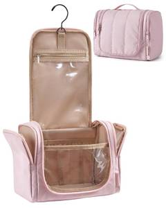lot 20192 image: BAGSMART Travel Toiletry Bag for Women, Puffy Hanging Toiletry Bag with Hook, Water-resistant Toiletry Organizer for Full Sized Toiletries (Baby Pink)