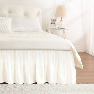 lot 20199 image: Cream White Bed Skirt Queen Size 18 Drop, Elastic Wrap Around Bedskirt