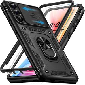 lot 20215 image: Giyer for Samsung Galaxy S24 Case with Screen Protector, Military Grade Shockproof Drop-Proof Rugeed Hard Heavy Duty Ring Kickstand Protective Cover for Samsung S24 Phone Case (Black)