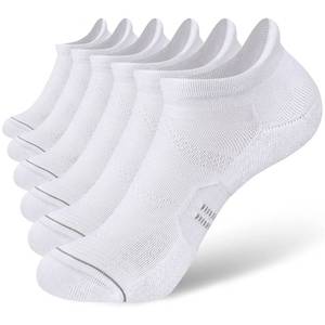 lot 20216 image: CS CELERSPORT 6 Pack Womens Ankle Running Socks Cushioned Low Cut Tab Athletic Socks, White, Small