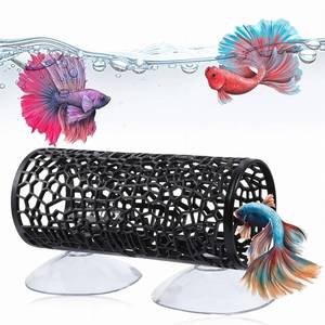 lot 20234 image: Betta Fish Toys, Black Betta Fish Tunnel Hammock, Safe Aquarium Decor for Smallfish Shrimp, Bettas Tank Accessories with Suction Cups Perfect for Hideout and Play Area