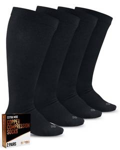 lot 20236 image: Doctors Select� Copper Plus Size Compression Socks Wide Calf - 1 Pair  20-30mmHg Extra Wide Calf Compression Socks Women  Copper Compression Socks Men & Women  Extra Wide Calf Compression Socks for Swelling & Circulation Support  Black