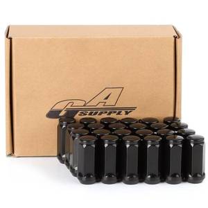 lot 20238 image: GAsupply 14X1.5 Black Lug Nuts, 24pcs 1.9 Tall 34 19mm Hex, Cone Seat