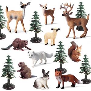 lot 20243 image: 20PCS Plastic Forest Animals Figures, Realistic Woodland Creatures Figurines Miniature Toys Animal Tree Kit Wild Animal Toys Gift for Kids Toddlers, Party Favors Cake Topper Diorama Supplies (Open Box, May Be Missing Pieces)