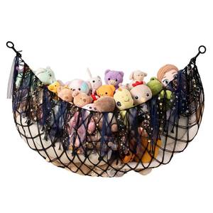 lot 20246 image: MKO SHUN Stuffed Animal Storage Hammock, 59 Inch Wall Hanging Net, Black