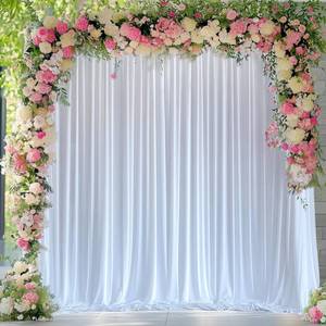 lot 20265 image: Wokceer White Backdrop Curtain for Wedding Parties Backdrop Drapes 10x10FT