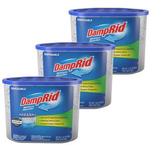 lot 20269 image: DampRid Fragrance Free Disposable Moisture Absorber & Odor Remover with Activated Charcoal, 18 oz., 3 Pack, Lasts Up To 60 Days, No Electricity Required