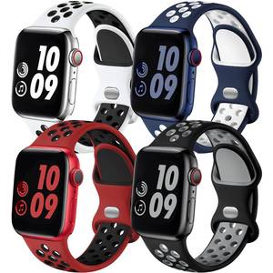 lot 20299 image: Adorve 4 Pack Sport Bands Compatible with Apple Watch Bands for Men Women 49mm 46mm 45mm 44mm 42mm 41mm 40mm 38mm,Breathable Soft Silicone Strap for iWatch Band Series 11 10 SE Ultra 9 8 7 6 5 4 3 2 1