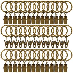 lot 20319 image: LULARINE 30 Pack Curtain Rod Clip Rings, 1 Interior Diameter, Metal, Drapery Ring with Clips, Strong, Rustproof, Vintage Bronze