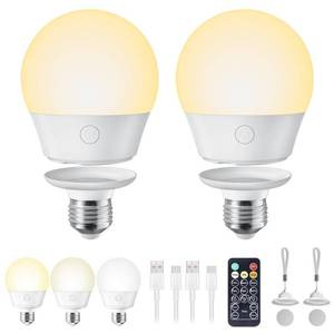 lot 20328 image: Brightown E26 Rechargeable Light Bulb with Remote for Sconces and Lamps