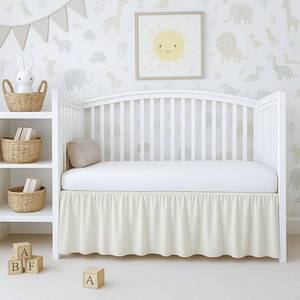 lot 20333 image: Cottington Lane Ivory Crib Skirt Dust Ruffle 14 Drop, Fits 28 x 52