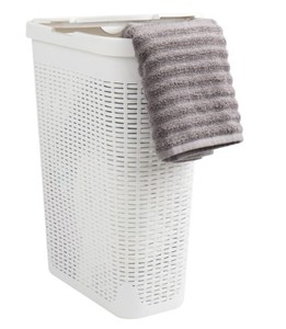 lot 13526 image: MindReader Auto-Hamper Laundry Basket with Lid and Perforated Design, 40L