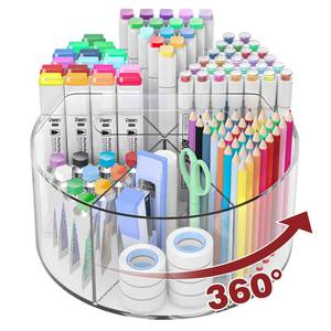 lot 1510 image: Absonic 250pcs Acrylic Pencil Holder Marker Organizer, Back to School 360-Degree Rotating Pen Holder, Crayon Organizers for Kids Pencil Organizer Caddy Art Supply Lazy Susan Organizer for Desk Office