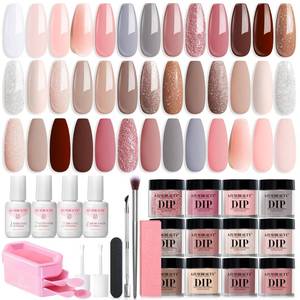 lot 1512 image: AzureBeauty 31 Pcs Dip Powder Nail Kit 20 Colors Nude Pink Glitter White