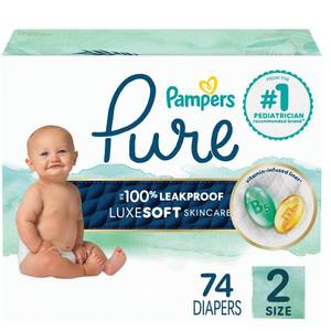 lot 1516 image: Pampers Pure Protection Diapers Super Pack - Size 2 - 74ct