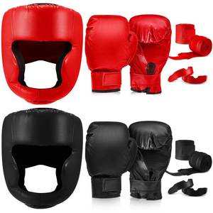 lot 1526 image: Kanayu 14 Pcs Boxing Gloves and Headgear Set, Beginner, Black, Red
