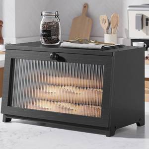 lot 1538 image: Kitsure Wooden Bread Box for Kitchen Countertop, 1-Tier, Black