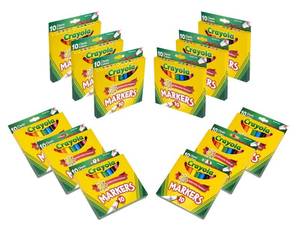 lot 1544 image: Crayola Broad Line Markers (12pk), Assorted Bulk Markers for Kids, Arts & Crafts Supplies for Coloring Books, Construction Paper, Ages 3