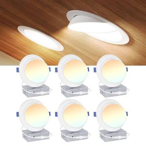 lot 1545 image: Ensenior 6 Inch Gimbal LED Recessed Light, 5CCT, 12W, 1200LM, 6 Pack