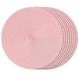 lot 1562 image: FunWheat Round Braided Placemats Set of 8 Place Mats for Dining Table Woven Washable Non-Slip Table Mats 15 Inch(Pink,8pcs)