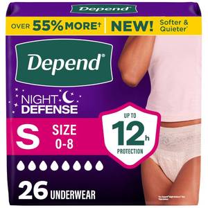 lot 1567 image: Depend Night Defense Adult Diapers for Women, Small, 26 Count