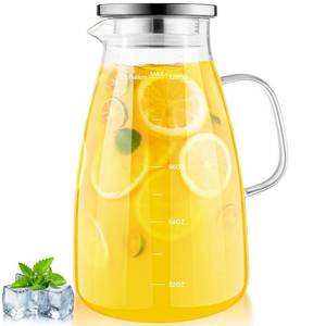 lot 1572 image: Aofmee Glass Pitcher with Lid and Handle, Glass Water Pitchers, 1 Gallon