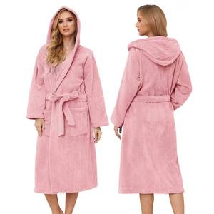 lot 1577 image: PJGGZ Hooded Bathrobe for Women, Soft Long Towel Robe for Women - Quick Dry yet Warm(Light Pink,SM)