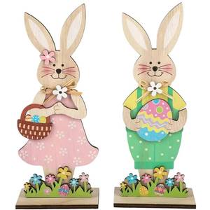 lot 2279 image: easter decorations,2 piece easter wooden bunny decor,easter bunny table decor,4�10inch