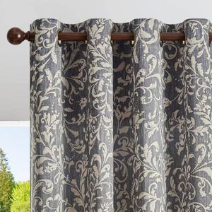 lot 2294 image: jinchan Blue Floral Curtians 72 Inch Room Darkening Grommet 2 Panels