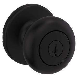 lot 2297 image: Kwikset Cove Entry Door Knob with Lock and Key, Secure Keyed Handle Exterior Doorknob, Front Entrance and Bedroom, Matte Black, Pick Resistant SmartKey Rekey Security