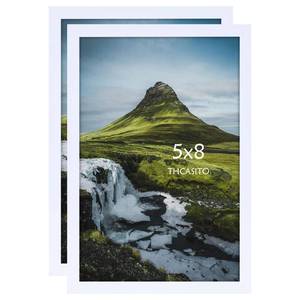 lot 2299 image: THCASITO Picture Frames 5x8 White Photo Frames without Mat for Desk or Wall Decor, Set of 2