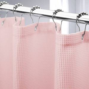 lot 2326 image: AmazerBath Blush Pink Shower Curtain Fabric, Waffle Shower Curtain Heavy Duty 240GSM, Hotel Quality Bathroom Shower Curtains, 72 x 72 Inches