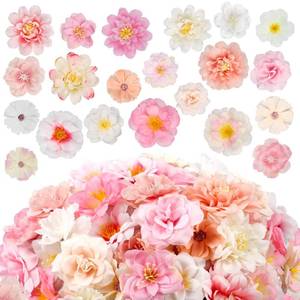 lot 2336 image: 210 Pcs Mini Silk Flower Heads Small Pink Fake Rose Daisy Faux Flowers Bulk for Crafts Artificial Loose Fabric Flowers Heads Sunflower Bulk for Wedding Hair Cap Dresses Decorations (Light Pink Mixed)