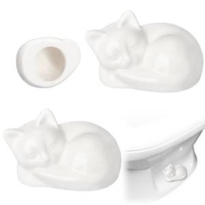 lot 2354 image: Wonderjune 2 Pack Toilet Bolt Cover Decorative Cat Bathroom Decor, White