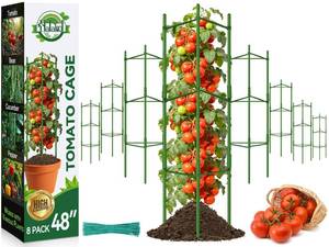 lot 2361 image: Halatool 8 Pack Tomato Cages for Garden, Up to 48in (4FT) Trellis